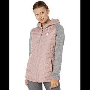 Reebok Hooded Quilted Jacket Fleece with Sweater Sleeves - Dusty pink - M